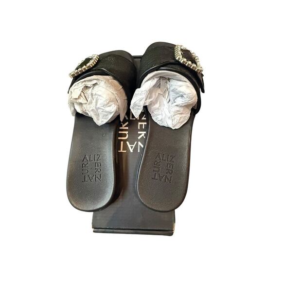 Naturalizer Women's Black Woven Olivia Straw Slide Sandals Size 8W - Picture 6 of 11